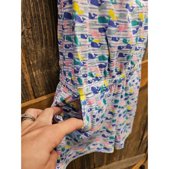 Vineyard Vines EUC girls pocket romper sz S 7-8 whale all over print multicolor - Picture 3 of 9